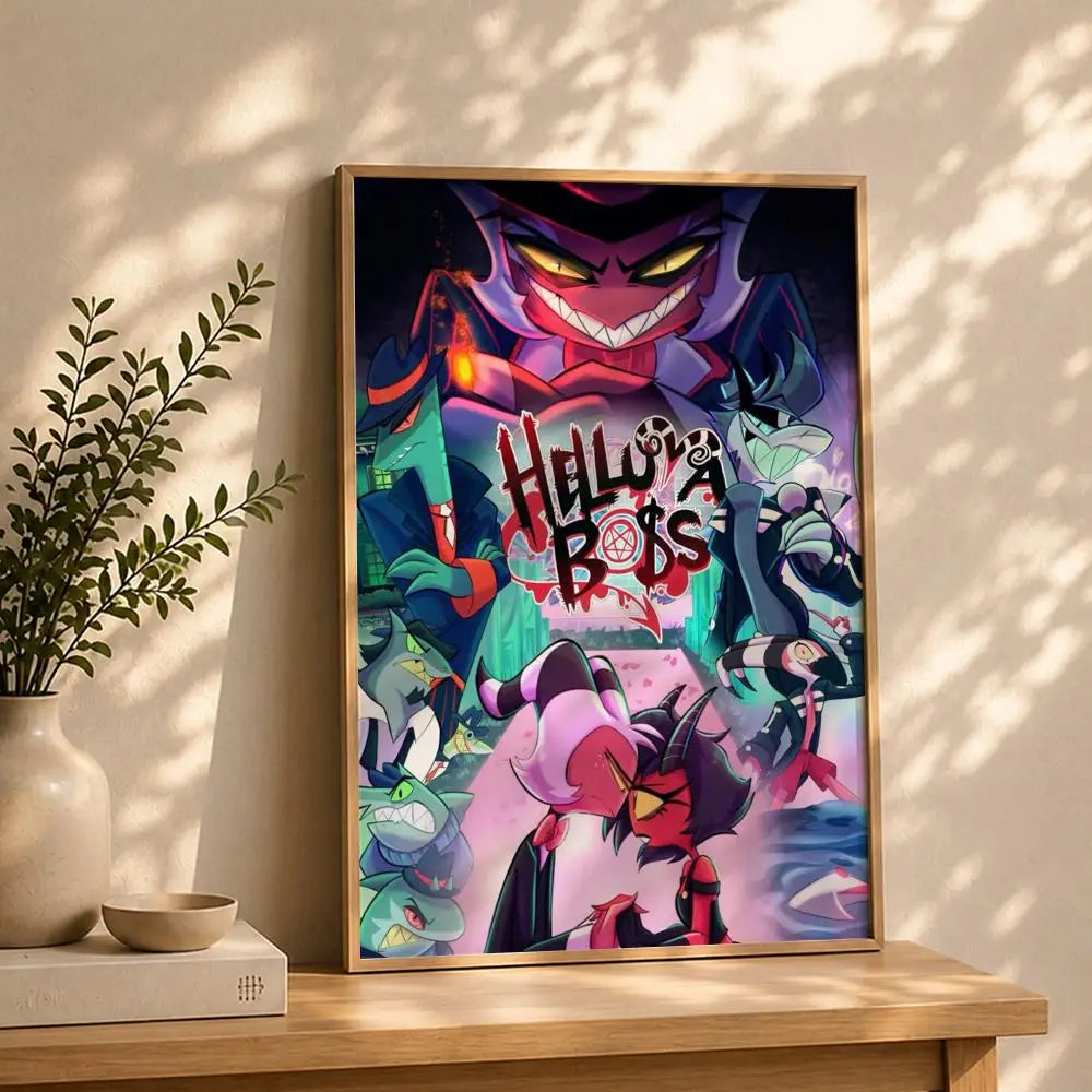 Animation H-Hazbin HotelS Poster HD Self Adhesive Waterproof Wall Art Ideal for Home Office Dorm Bedroom Great Gift Peaceful Pleasures Health and Wellness White11 30X40cmNoframe