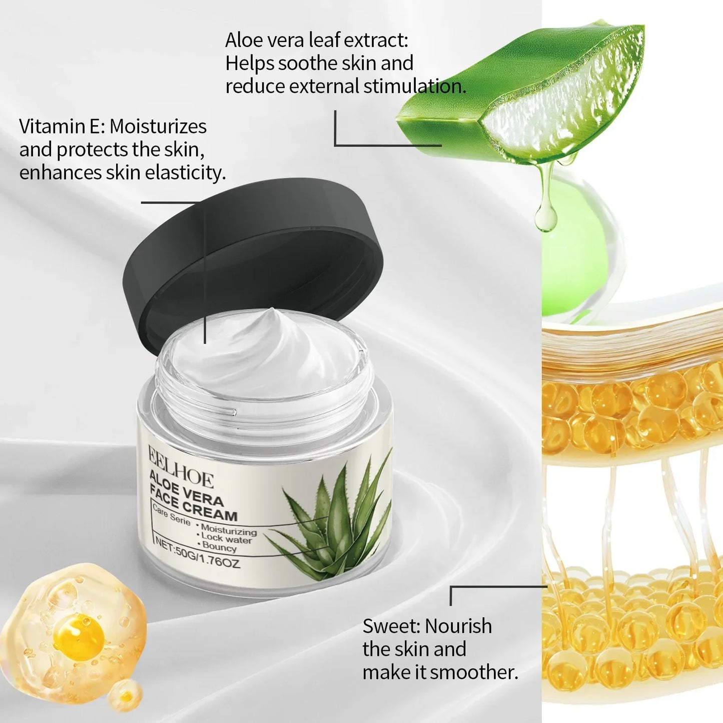 EELHOE Aloe Vera & Vitamin E Hydrating Face Cream 50g Peaceful Pleasures Health and Wellness