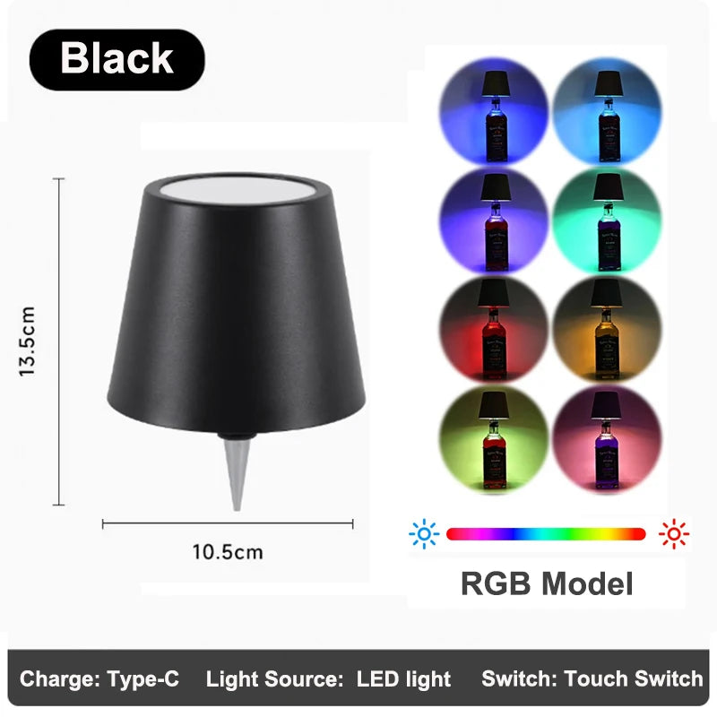 Rechargeable Table Lamp LED Touch Sensor Desktop Night Light Wireless Reading Lamp for Restaurant Hotel Bar Bedroom Decor Light Peaceful Pleasures Health and Wellness D Style-RGB