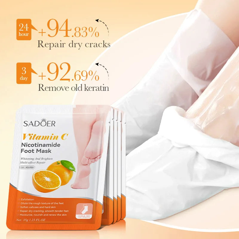 6 Pairs SADOER Fruits Foot Mask Moisturizing Foot Peeling Mask Exfoliating For Feet Spa Pedicure Exfoliant Feet Skin Care Peaceful Pleasures Health and Wellness