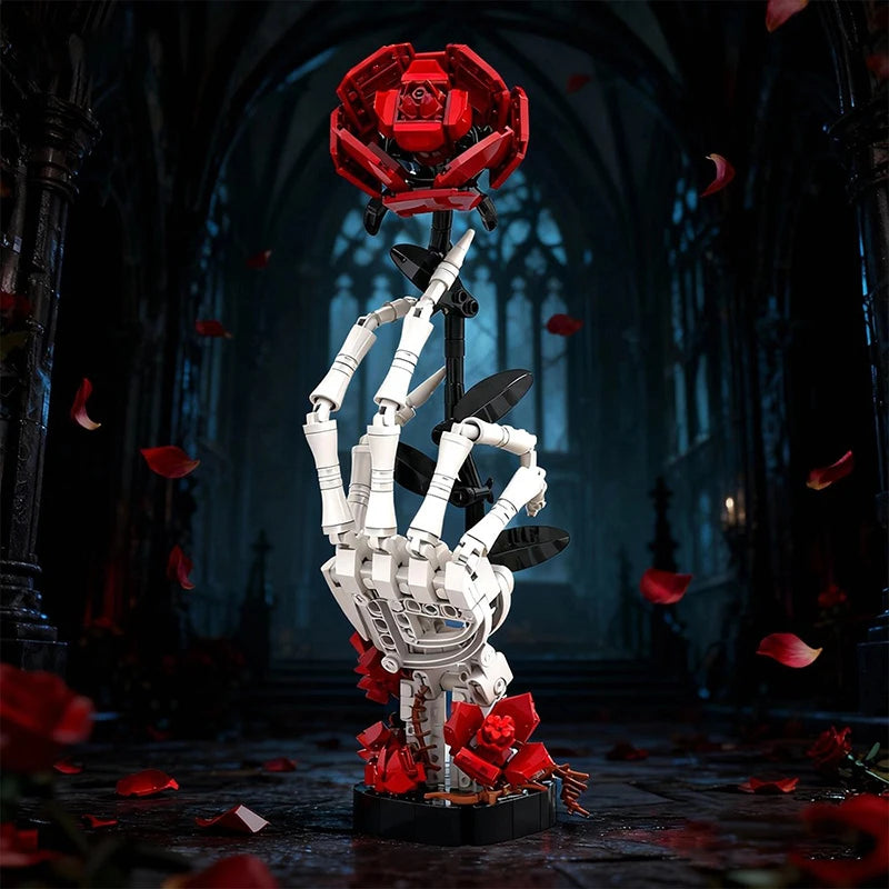 Gothic Skull Rose Bouquet MOC Building Blocks Set | Ages 14+