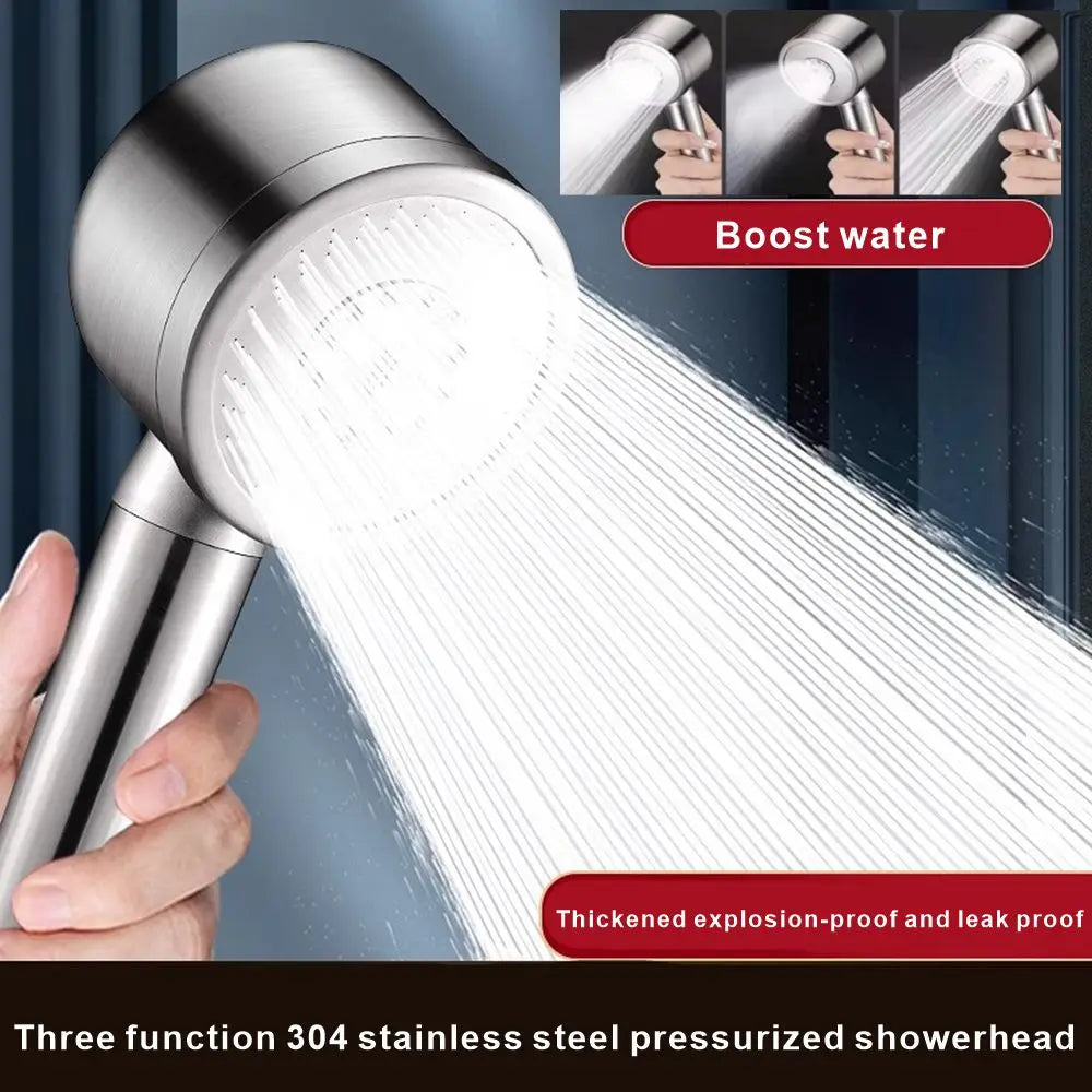 304 Stainless Steel Shower Head – 3 Modes & High Pressure