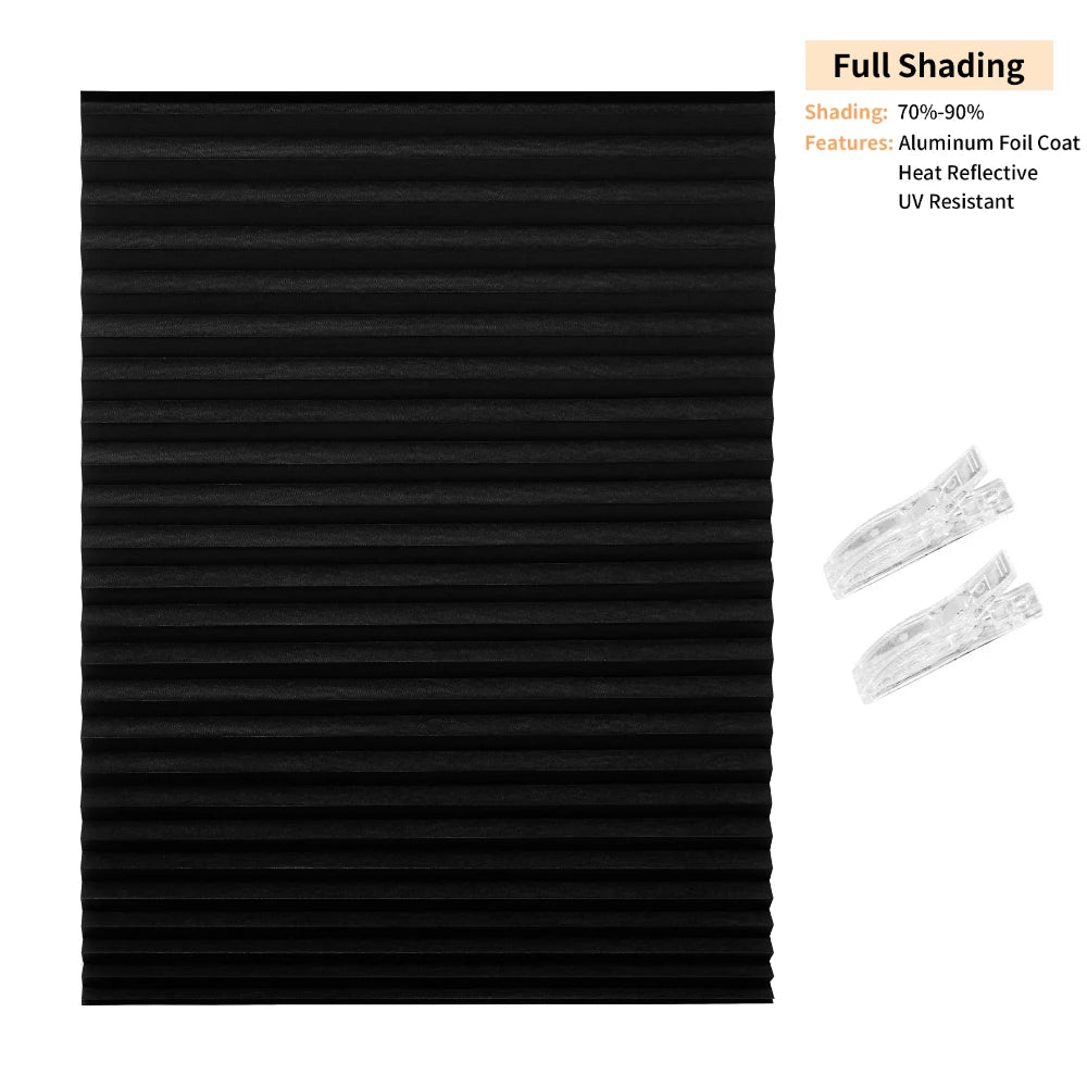 Window Blinds Cordless No Drill Cut to Size Clip On Stick On Self Adhesive Temporary Blinds Pleated Paper Blinds for Window Door Peaceful Pleasures Health and Wellness Black 90X150CM