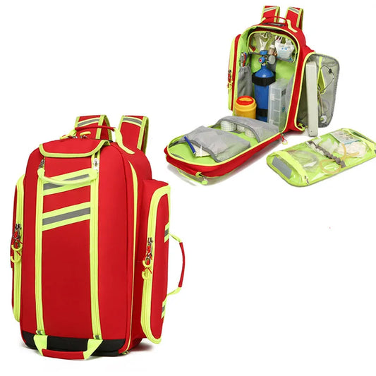 Waterproof Emergency First Aid Backpack That Can Hold 2L Oxygen Cylinders Backpack Large Capacity Disaster Relief Equipment Bag Peaceful Pleasures Health and Wellness
