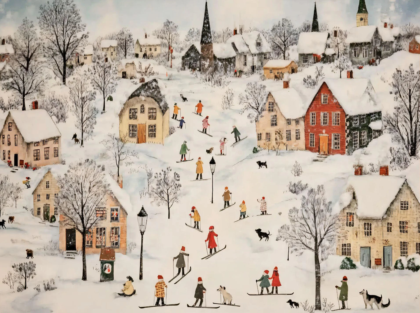 Vintage Christmas Train Holiday Winter Snow Farmhouse Town Village Poster Print Canvas Painting for Living Room Home Decor Peaceful Pleasures Health and Wellness 2 20x30cm Unframed
