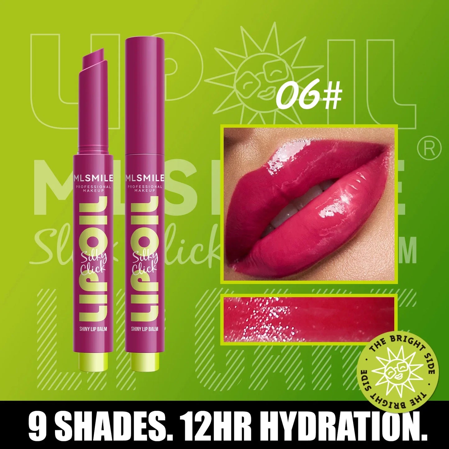 MLSMILE Mirror Gloss Lip Balm Oil – Long Lasting, 9 Shades