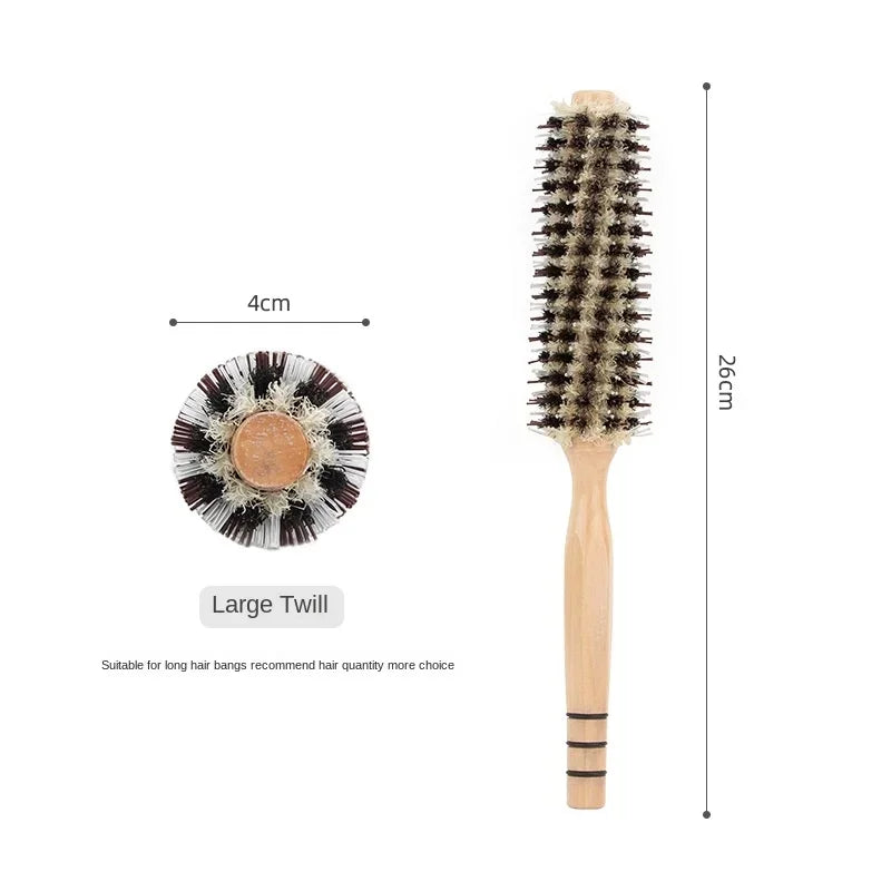 Styling Hairdressing Tool Hair Brush for Blow Drying and Curling All Hair Types Wooden Round Boar Bristle Salon Styling Tool Peaceful Pleasures Health and Wellness Log color