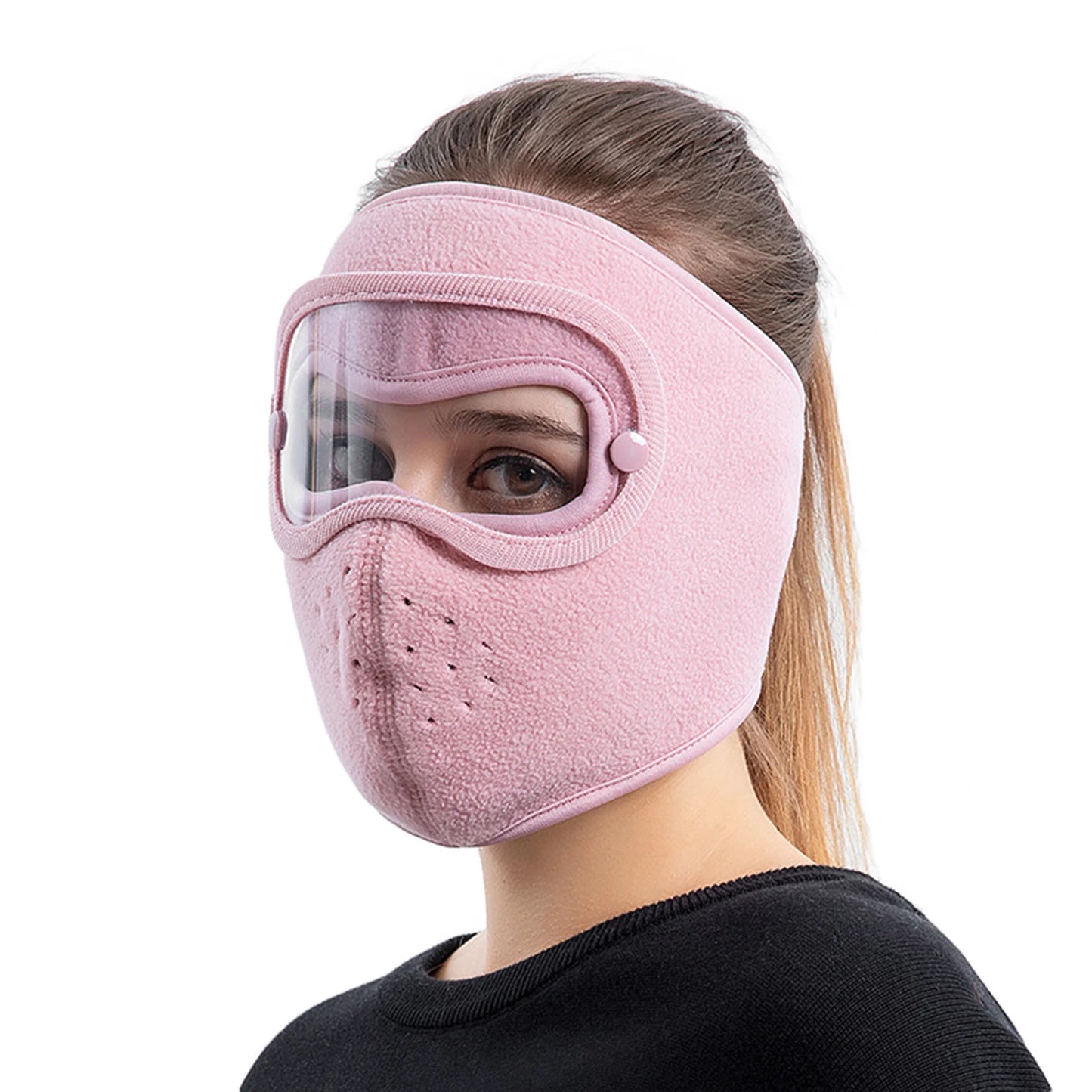 Facial Anti Fog Dust Proof Full Face Headgear Full Face Headgear with Removable Goggles Peaceful Pleasures Health and Wellness Pink