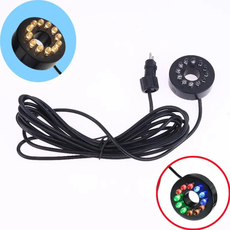 12V 12-LED Garden Pond Light Ring, DIY Waterproof Accessory for Underwater Submersible Fountain Pumps Craft Peaceful Pleasures Health and Wellness