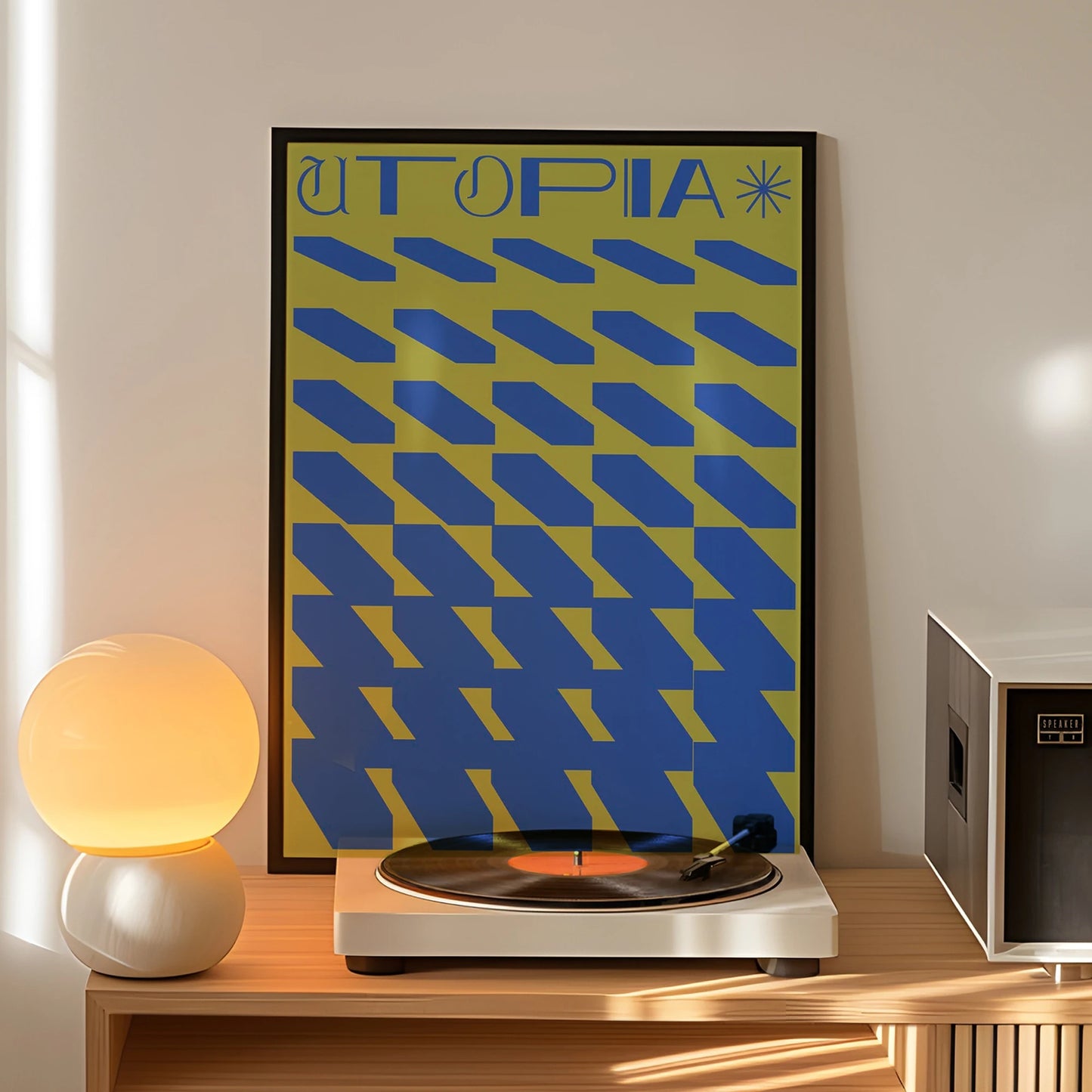 Modern Minimalist Blue & Green Utopia Canvas Wall Art Print