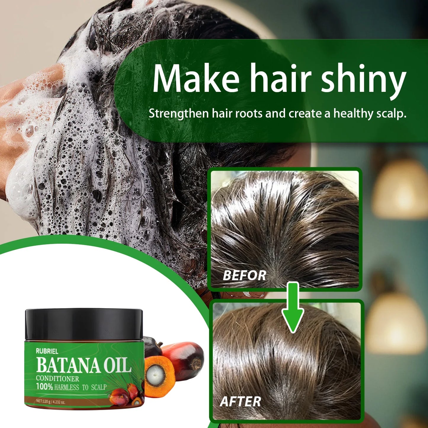 120g Batana Oil Shampoo & Conditioner Set Strengthens Hair Roots Repairs damaged Hair Deeply Nourishment Smooth Hair Conditioner Peaceful Pleasures Health and Wellness