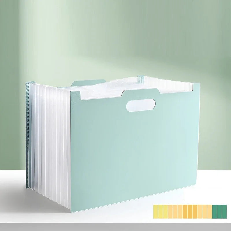 13-Pocket Accordion File Organizer | A4/Letter Expanding Folder Accordion File Organizer Peaceful Pleasures Health and Wellness Green