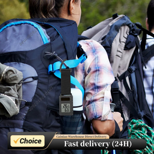 Portable Mini Thermometer with Carabiner Clip Temperature Humidity Meter Sensor Gauge Ultra Light 30g for Camping Hiking Travel Peaceful Pleasures Health and Wellness