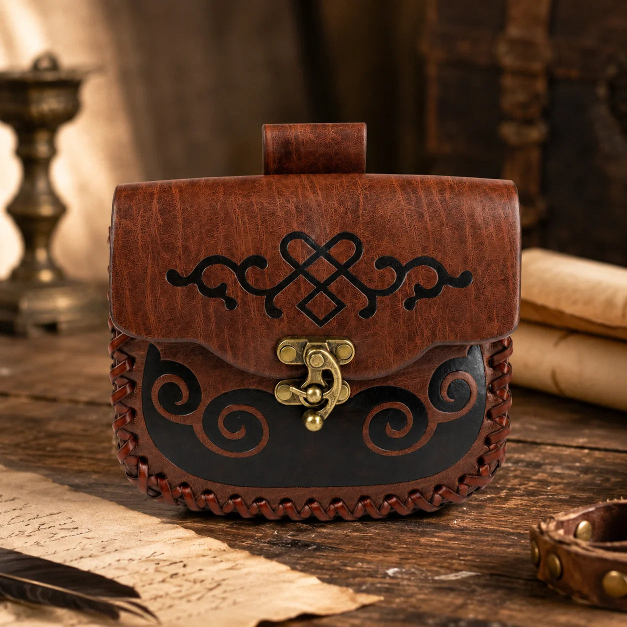 Medieval Leather Belt Pouch Vintage Waist Bag Renaissance Cosplay