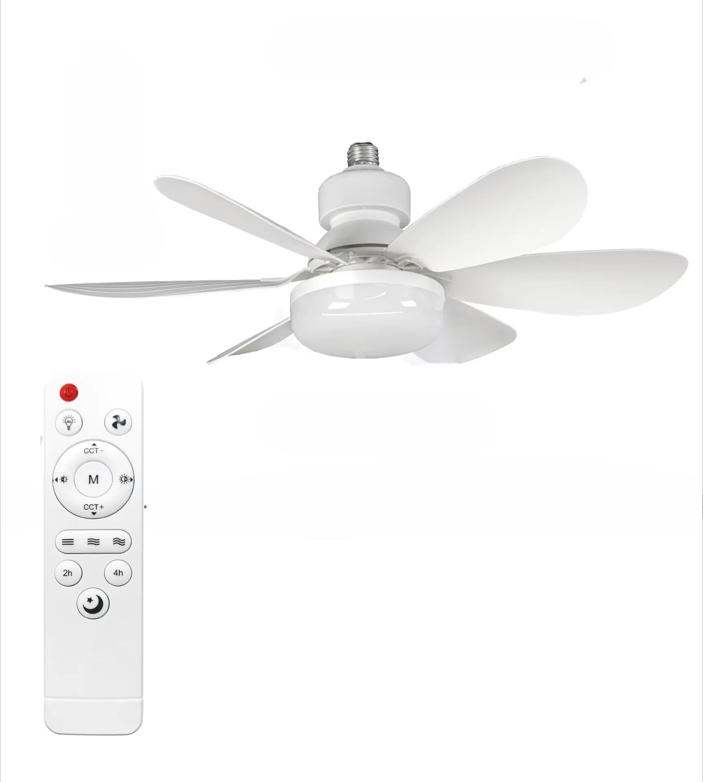 E27 Socket Ceiling Fan with LED Light & Remote | 3-Speed