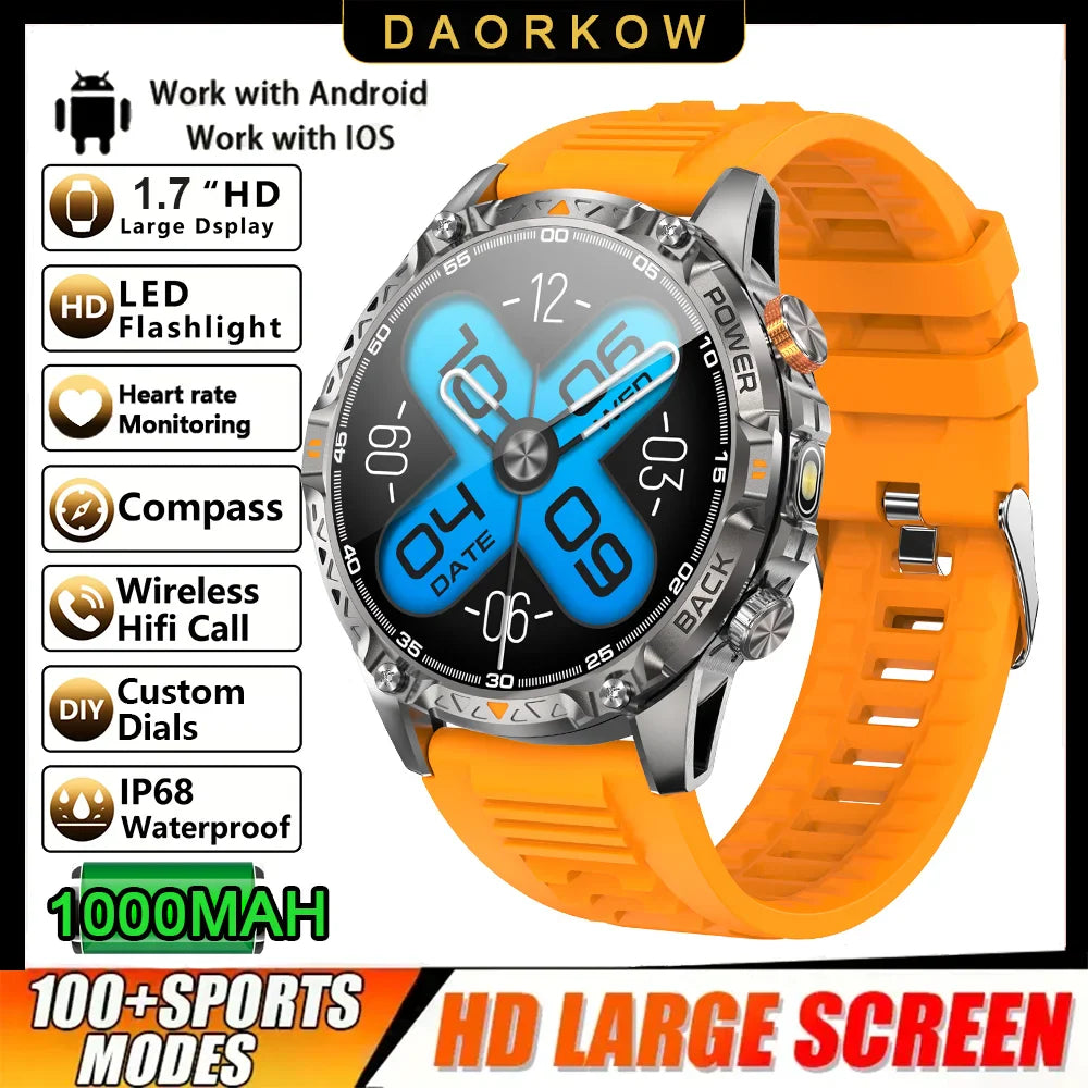 DAORKOW YK16 Smart Watch – 1000mAh, 100+ Sports & BT Calls