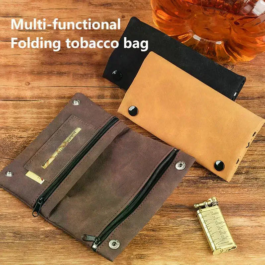 Frosted PU Leather Tobacco Pouch | Foldable Cigarette Storage Bag Tobacco Pouch Oasis Select