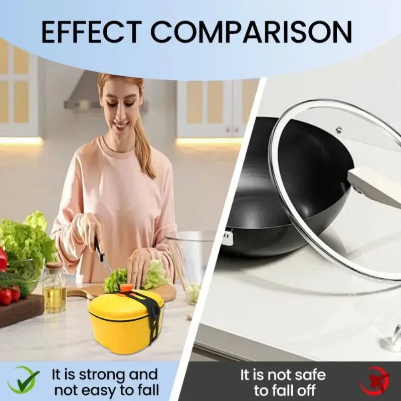 1Pc Stretchable Silicone Lid Strap Splash-Proof Leak-Proof Reusable Fixing Band Safe Material for Dishes Peaceful Pleasures Health and Wellness