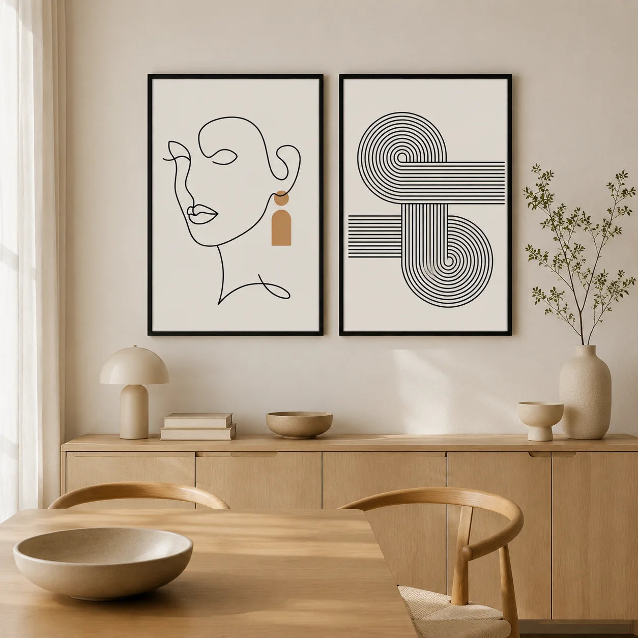 Abstract Boho Wall Art Fashion Woman Geometric Line Canvas Painting Modern Poster Prints For Living Room Bedroom Wall Decor Peaceful Pleasures Health and Wellness