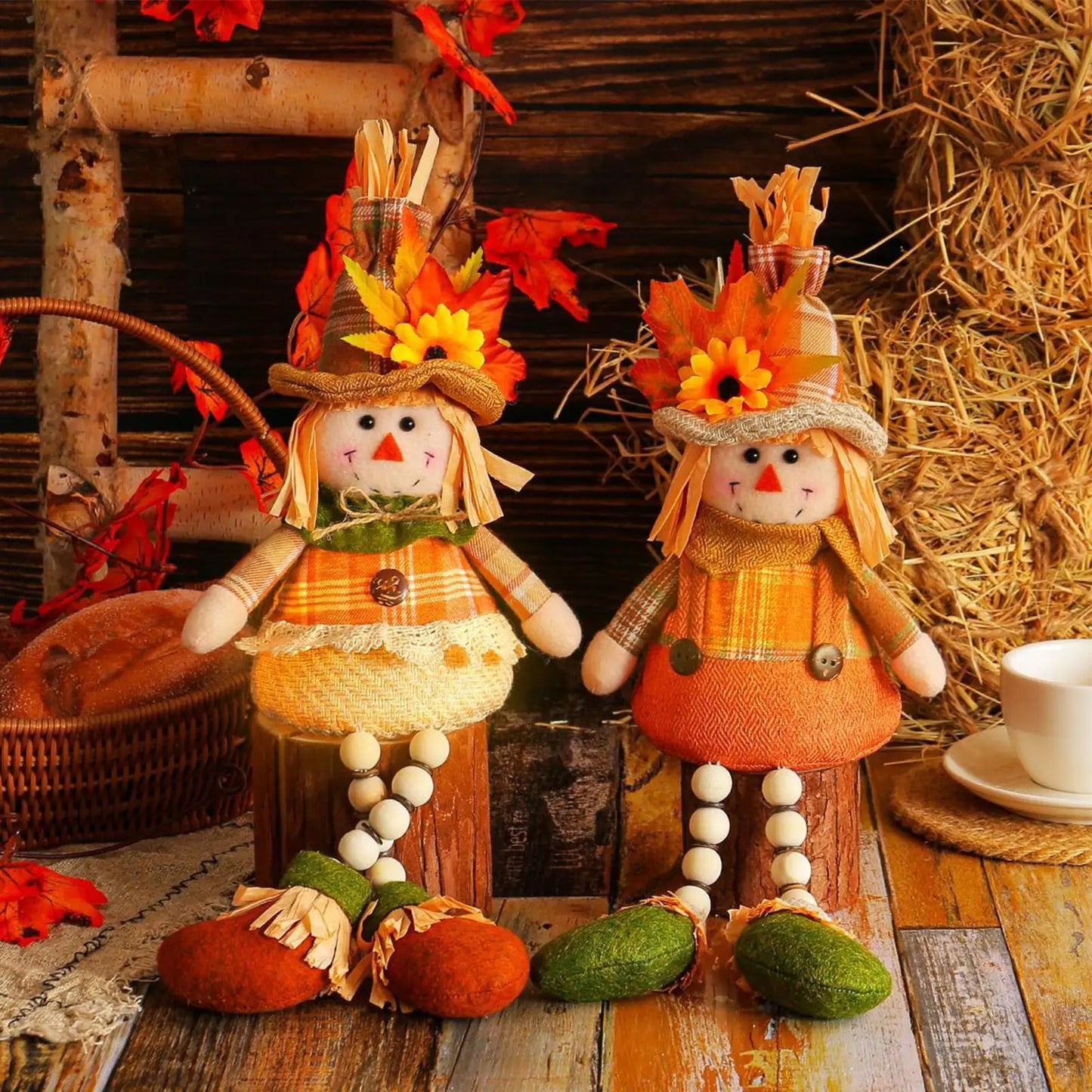 15" Fall Scarecrow Light-Up Tabletop Doll | Thanksgiving Décor