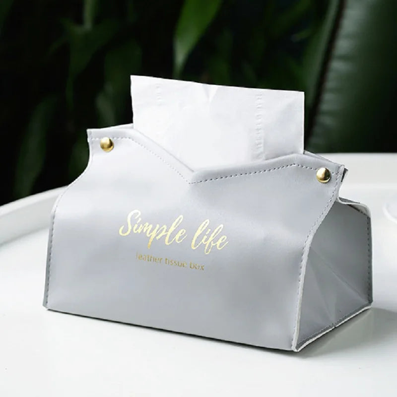 Leather Tissue Box Napkin Holder Car Tissue Box Home Living Room Holder Case Storage Hotel Carton Household Home Large Storage Peaceful Pleasures Health and Wellness Grey