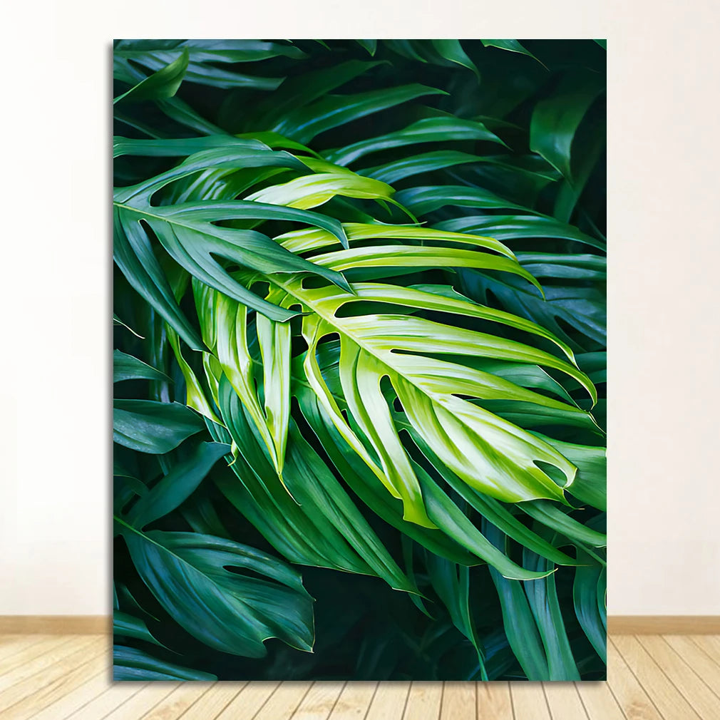 Nordic Tropical Palm Leaf Monstera Canvas Wall Art Print
