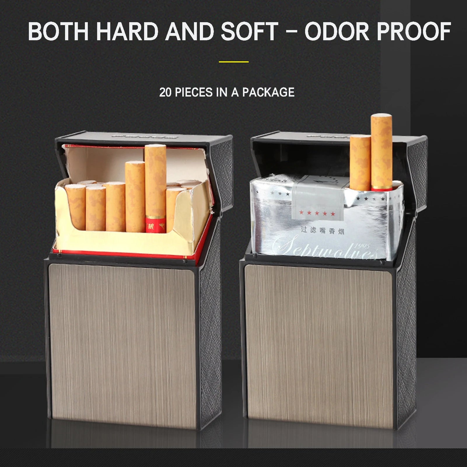20pcs Portable Cigarette Box Aluminum Alloy Flip Top Holder Anti Pressure Proof for Hard Soft Pack Smoking Accessory Gift Peaceful Pleasures Health and Wellness