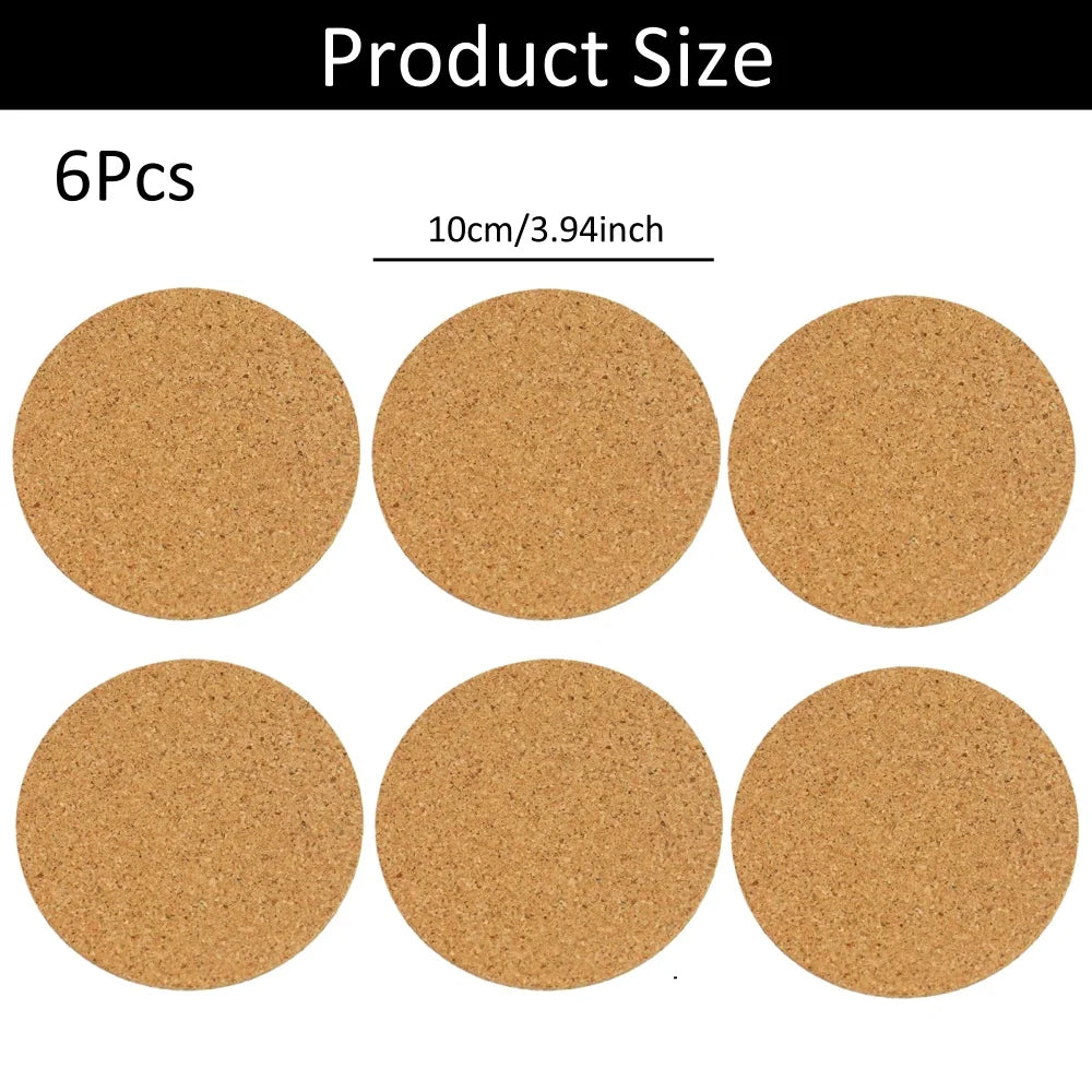 2/4/6Pcs Round Cork Coasters, Wooden Thick Drink Coasters, Heat Resistant Bar Coasters for Kitchen Restaurant Home Bar Cafe Peaceful Pleasures Health and Wellness 6Pcs Round 10x10cm