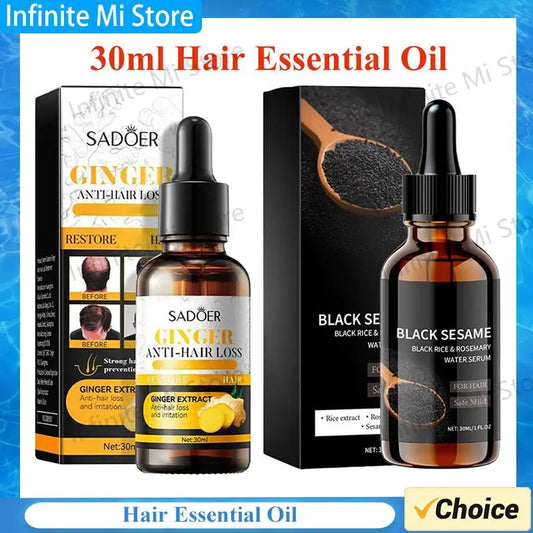 30ml Black Sesame Hair Strengthening Oil Ginger Biotin Essential Oils Nourishing Treatment Split Ends Dry All Types Peaceful Pleasures Health and Wellness