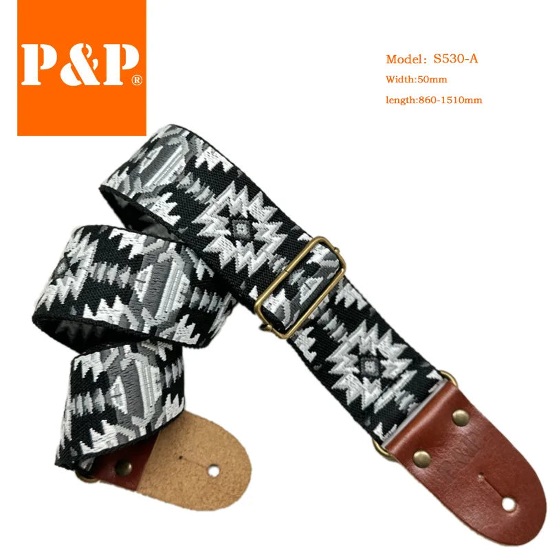 Leather Acoustic Guitar Strap Thickened Cowhide Woven Folk Electric