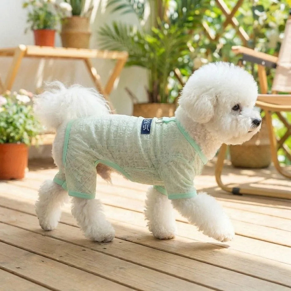 Breathable Mesh Dog Cooling Jumpsuit | Flower Print Sun Cover