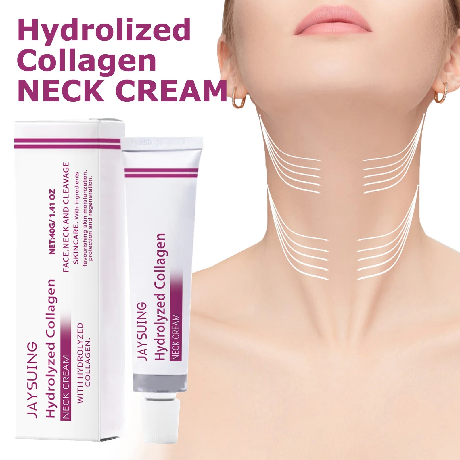 Hydrolyzed Collagen Neck Cream Firming Delaying Aging Increase Skin Elasticity Reduce Fine Lines Moisturizing Neck Care Lotion Peaceful Pleasures Health and Wellness