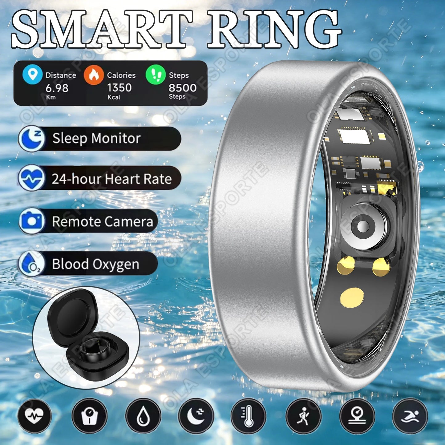 Smart Ring Blood Pressure Heart Rate Sleep Monitoring Smartring IP68 & 5ATM Waterproof Multi-sport Mode Smartring Man Women 2026 Peaceful Pleasures Health and Wellness