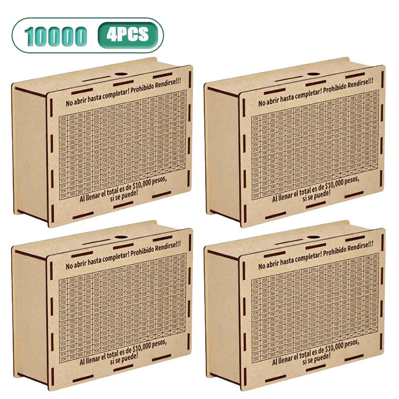 Wooden Money Savings Box – Kids Piggy Bank USD/Euro Style