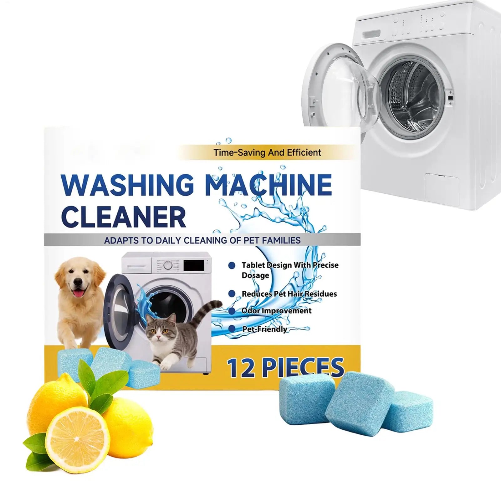 Washing Machine Cleaner Tablets 12pcs Odor & Stain Remover Deep Clean for Top/Front/HE Loaders, Removes Limescale, Grease, Grime Peaceful Pleasures Health and Wellness Default Title