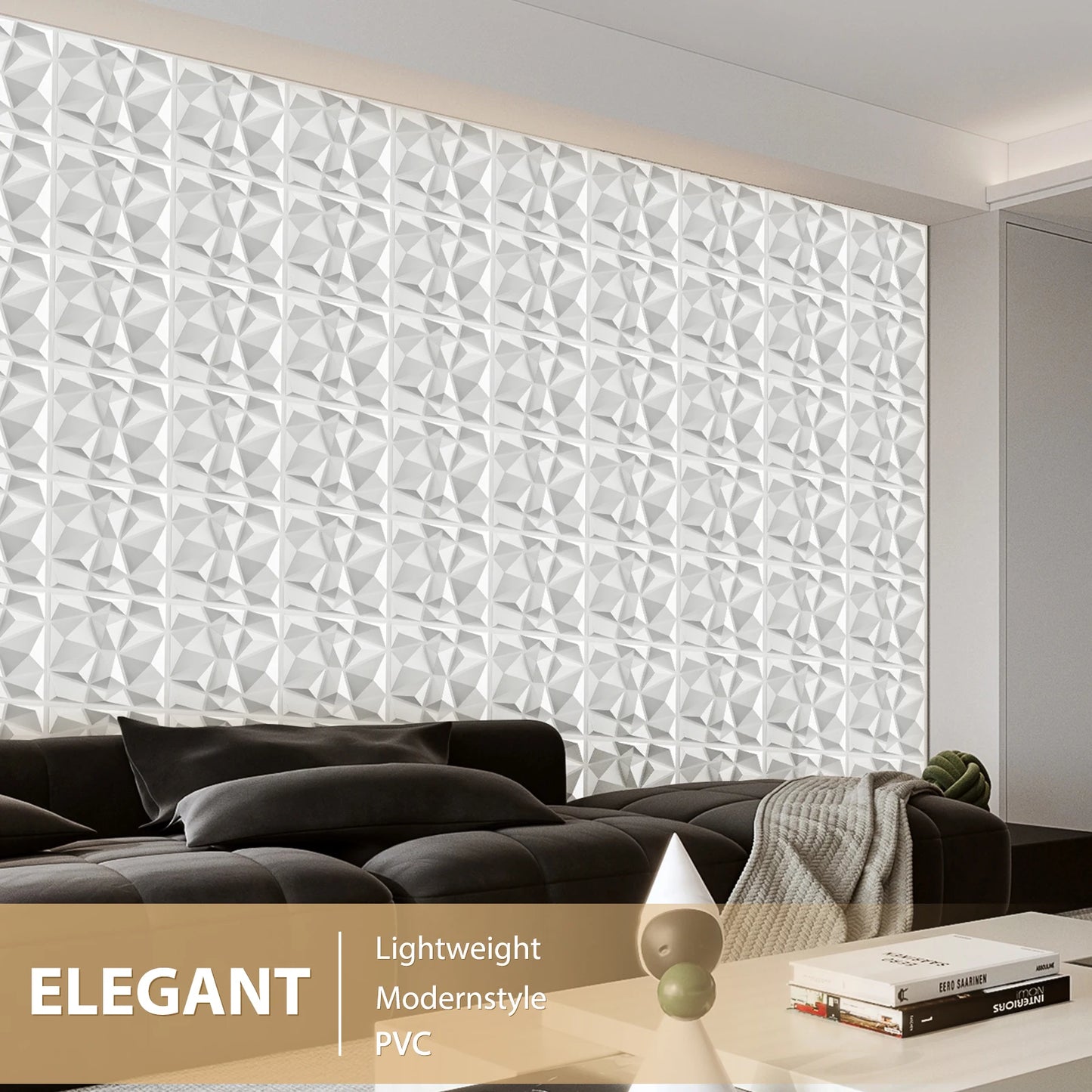 (pack of 12)Decorative 3D wall panel with diamond design, 30.48 cm x 30.48 cm Peaceful Pleasures Health and Wellness
