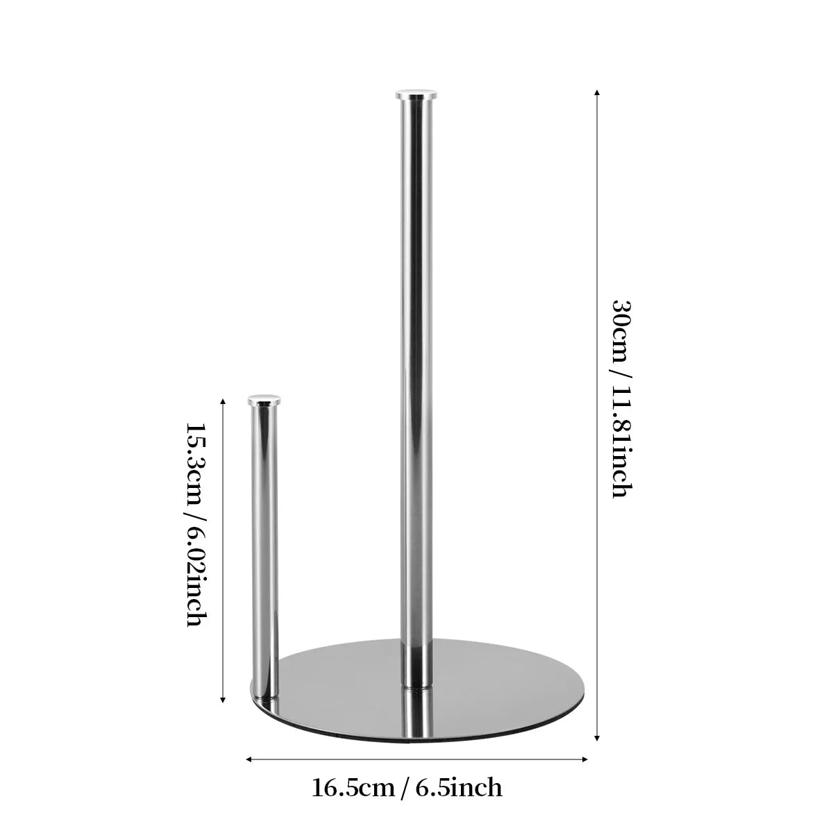 Golden Double Pole Kitchen Tissue Holder Desktop Cling Film Storage Rack Non Perforated Metal Hand Towel Roll Paper Holder New Peaceful Pleasures Health and Wellness Silver
