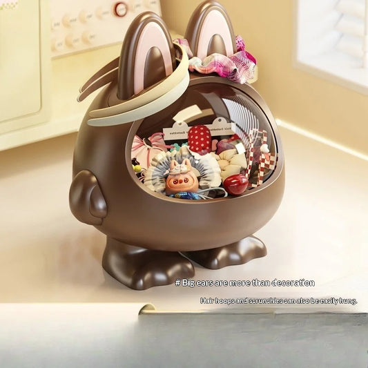 Cute Cartoon Large Capacity Plastic Desktop Storage Box Hair Clips Jewelry Mini Hair Accessories Organizer for Girls Bedroom Peaceful Pleasures Health and Wellness