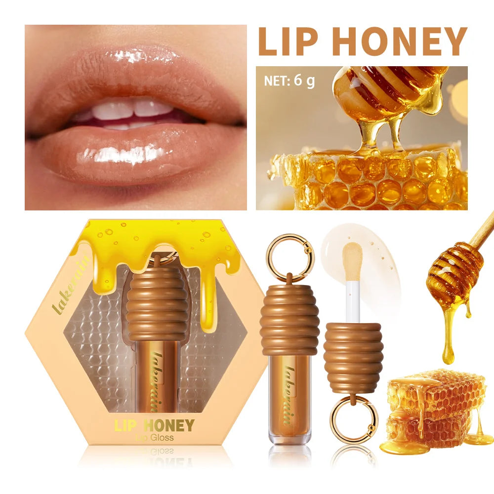 Lip Honey Lip Oil Plumper Lip Balm Hydration Not Sticky Long Lasting Moisturized Smooth Nourishing Bag Clip Ring Cosmetics Peaceful Pleasures Health and Wellness 1pc