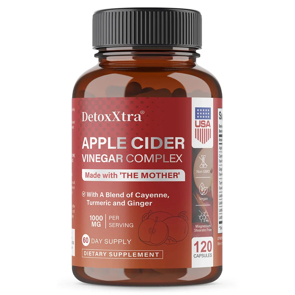 DETOXXTRA Apple Cider Vinegar Capsules 1000mg – 120 Ct