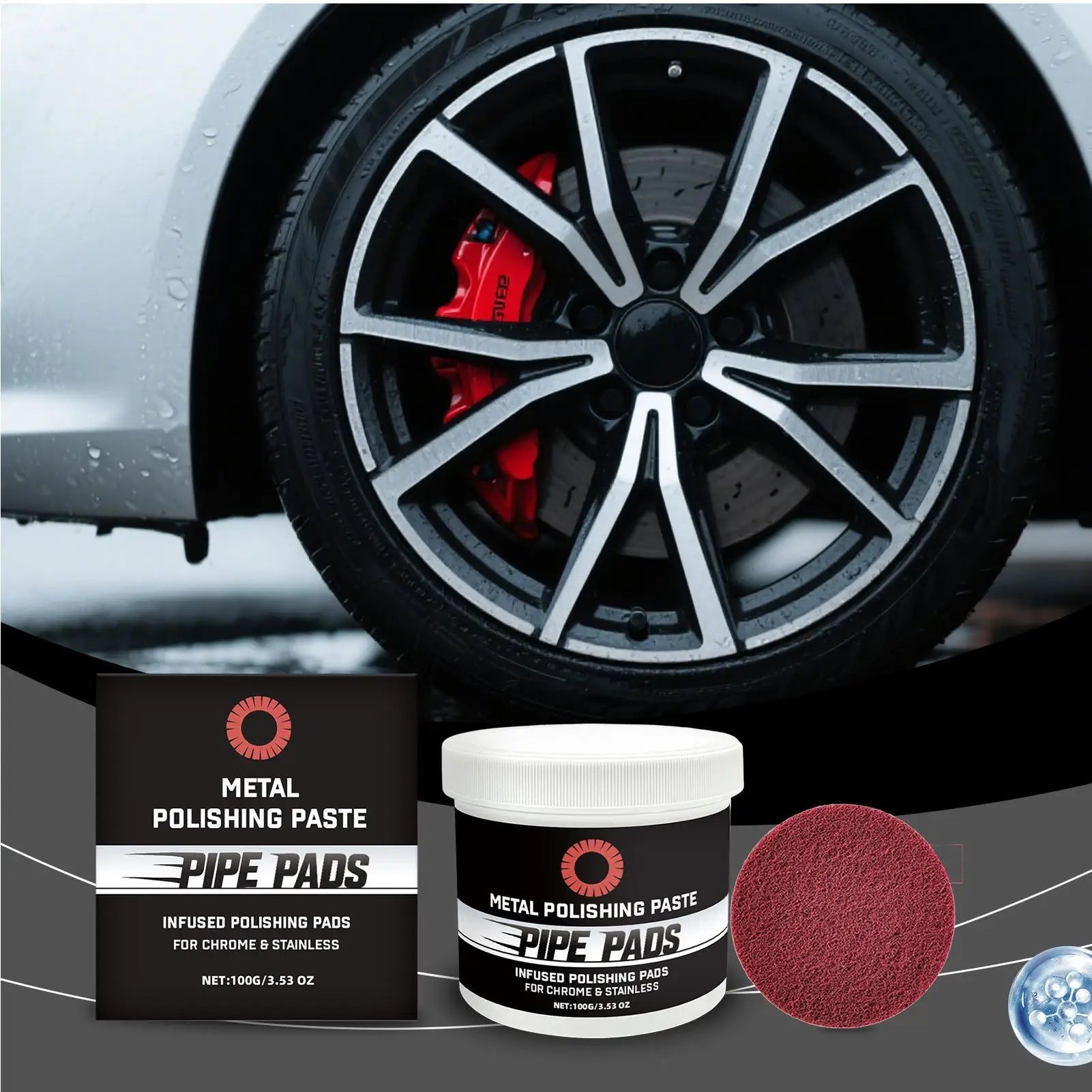 Metal Scratch Remover Paste 100g Shine Restorer Cream With Pad Multi-Surface Polishing For Brass Aluminum Chrome, Car Detailing Peaceful Pleasures Health and Wellness