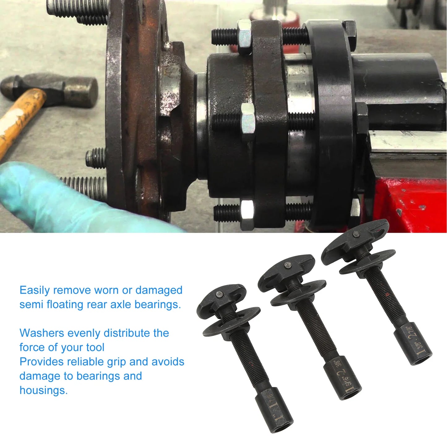3-Piece Rear Axle Bearing Puller Set – Semi-Floating Auto Kit