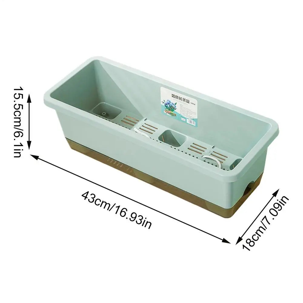 Self-Watering Rectangular Planter Pot | Tomatoes & Flowers