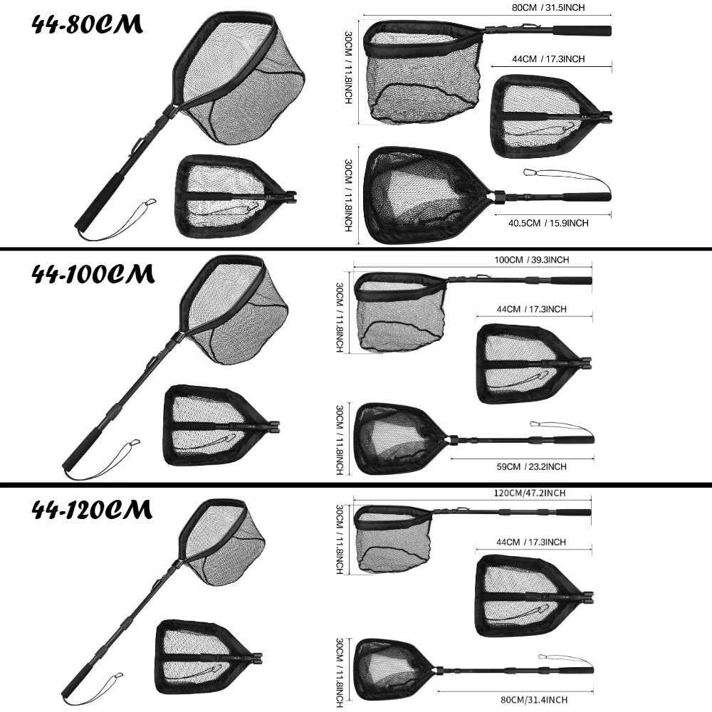 Floating Fishing Landing Net | Rubber Coated Telescoping Handle