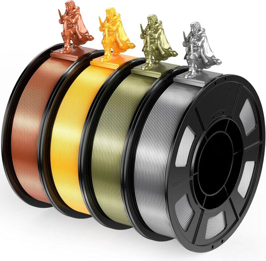Silk PLA Filament 1.75mm 4-Pack | Copper Gold Silver Bronze 250g