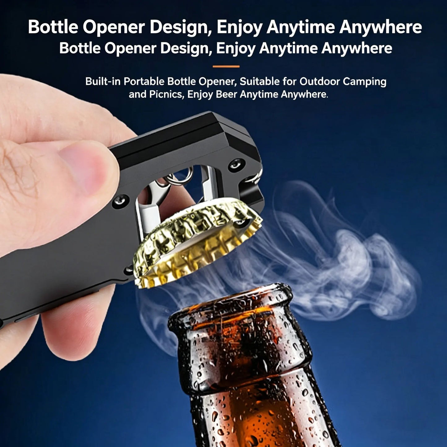 COB LED Keychain Flashlight USB-C Rechargeable + Bottle Opener