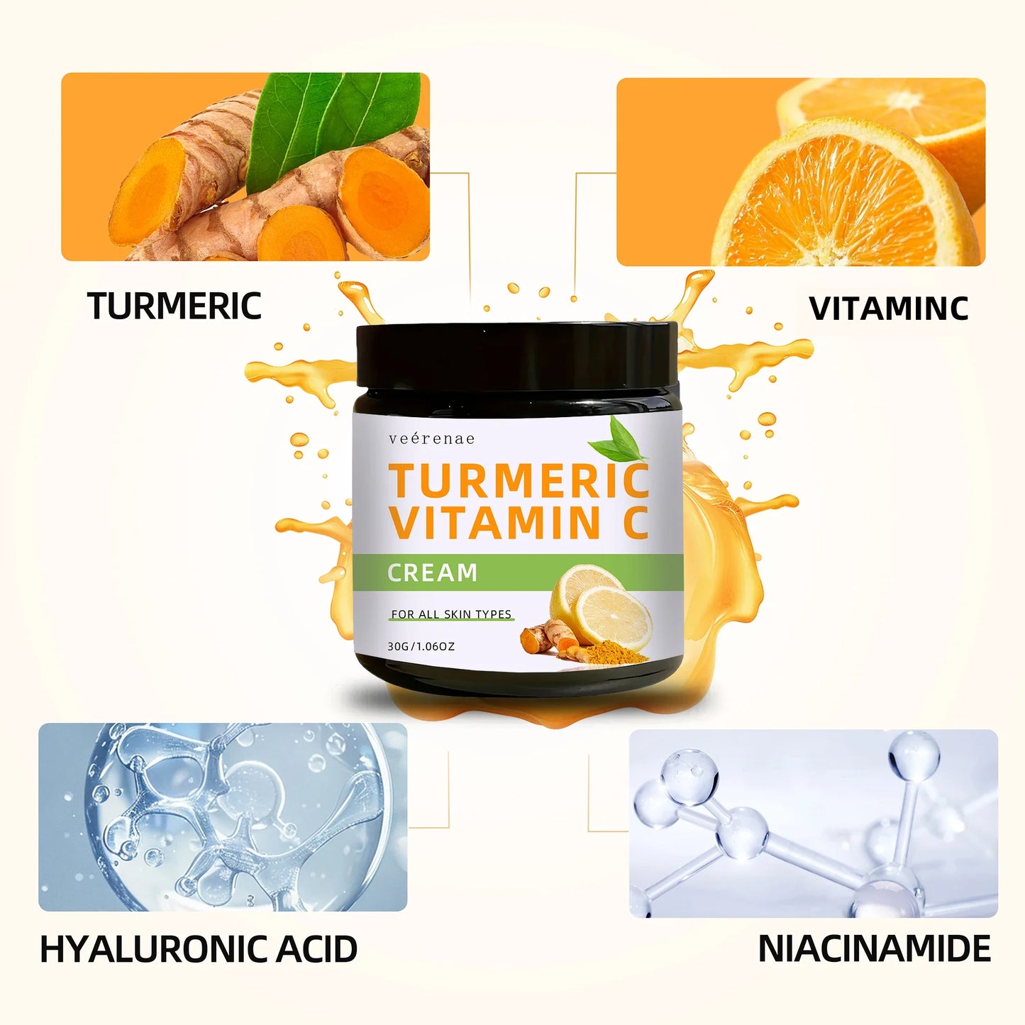 Turmeric & Vitamin C Face Cream – Firms & Brightens All Skin