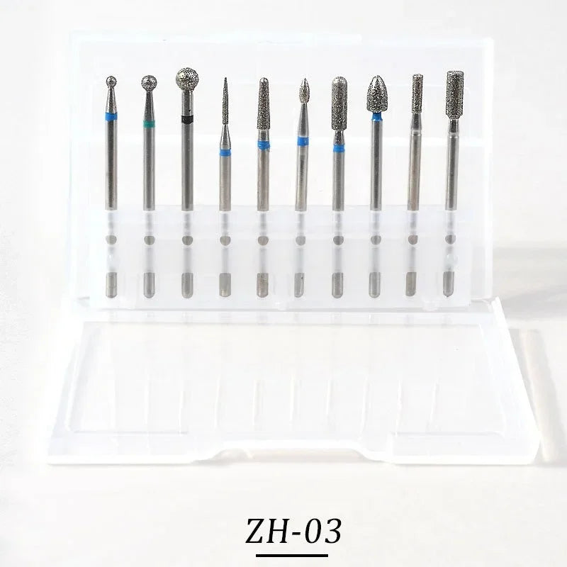 10Pcs Quality Diamond Milling Cutters for Manicure Electric Clean Foot Cuticle Nail Machine Nail Polishing Tool Peaceful Pleasures Health and Wellness ZH03
