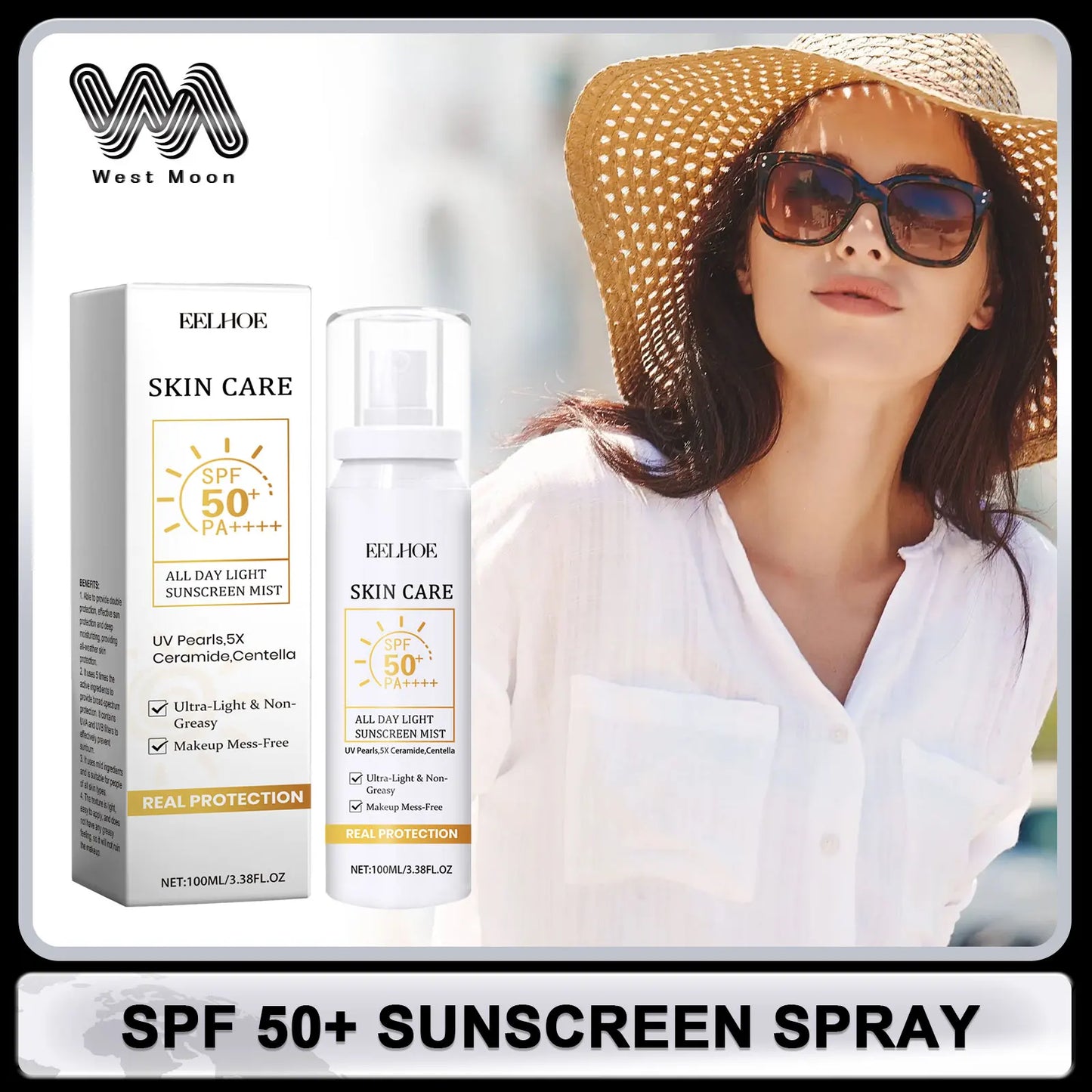 Eelhoe SPF 50+ Sunscreen Spray – Waterproof Face & Body Mist