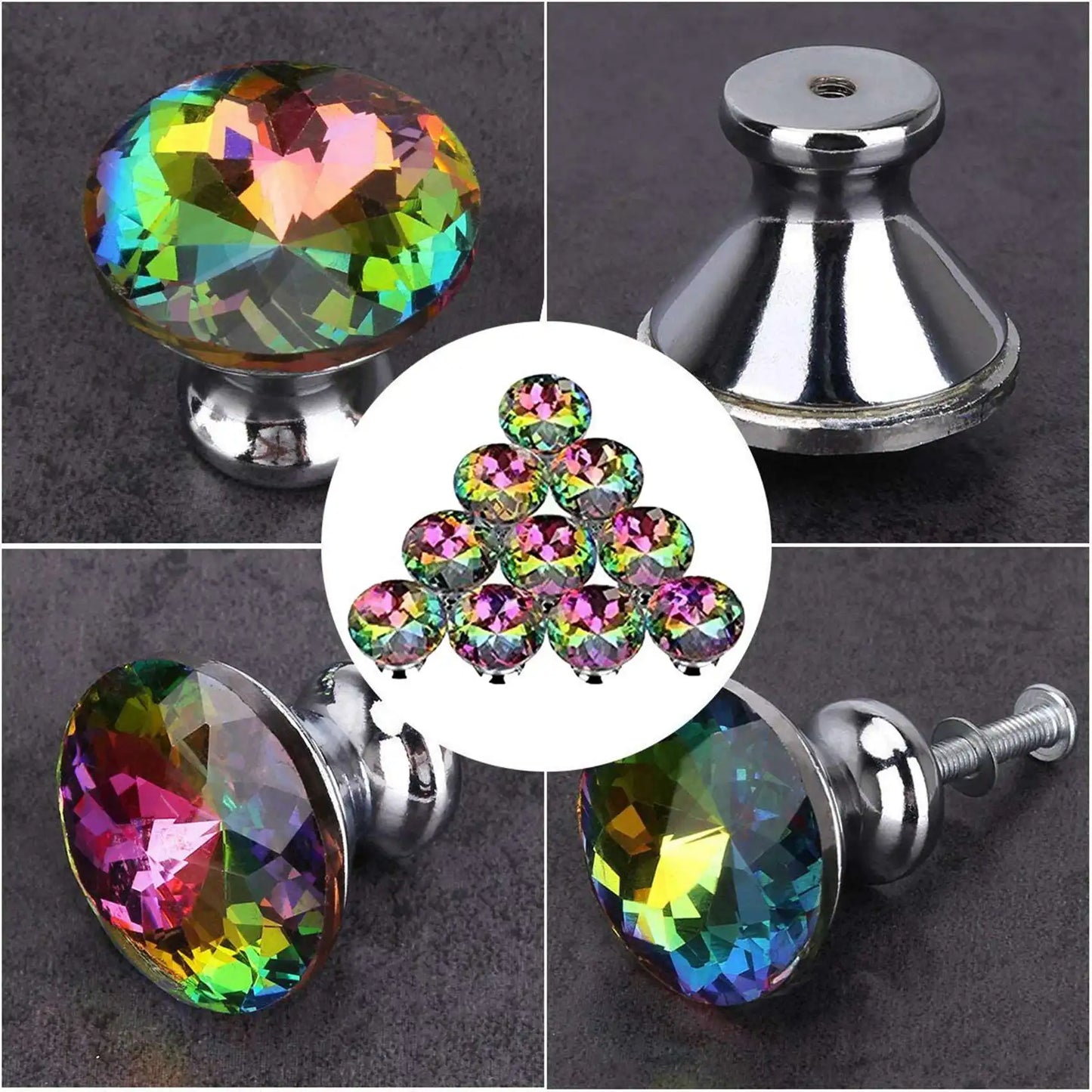30mm Colorful Crystal Glass Cabinet Knobs – Set of 20 Pulls